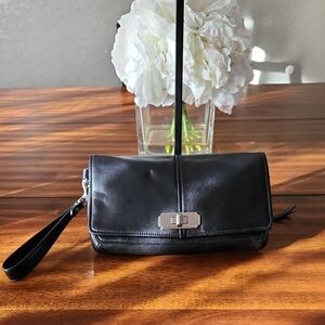 Coach Kristin Pebble Leather Large Wristlet With Tassel